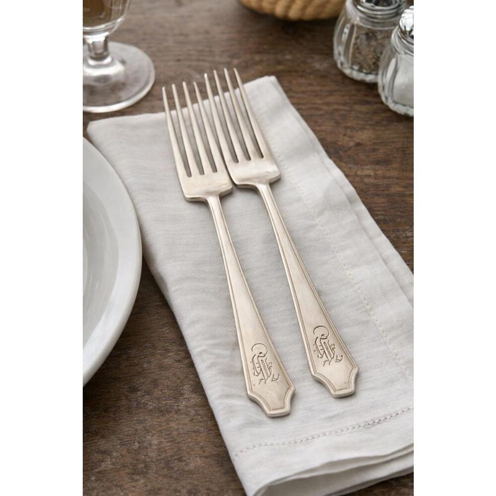 1847 Rogers Bros USA 1930s Silverplate Dinner Forks Monogrammed, 8”